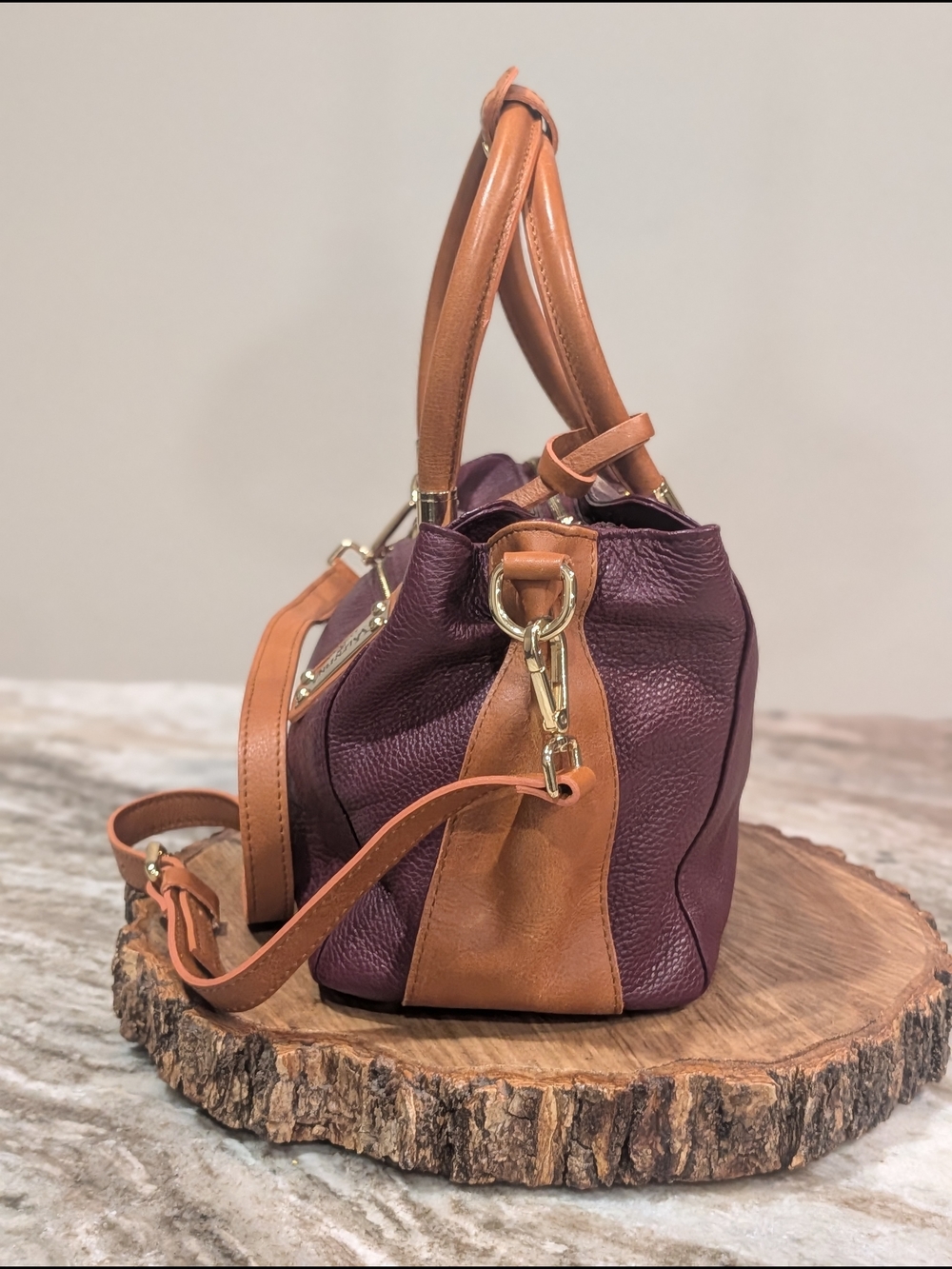 Valentina Plum Leather Bag - Picture 4 of 13